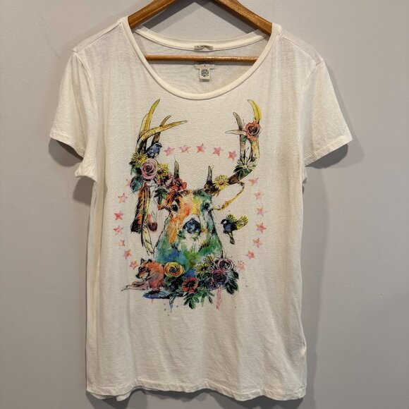 Denim & Supply Ralph Lauren Deer Graphic Tee Size S Boho Nature 100% Cotton - Picture 1 of 8